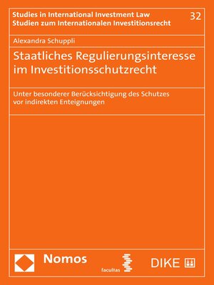 cover image of Staatliches Regulierungsinteresse im Investitionsschutzrecht